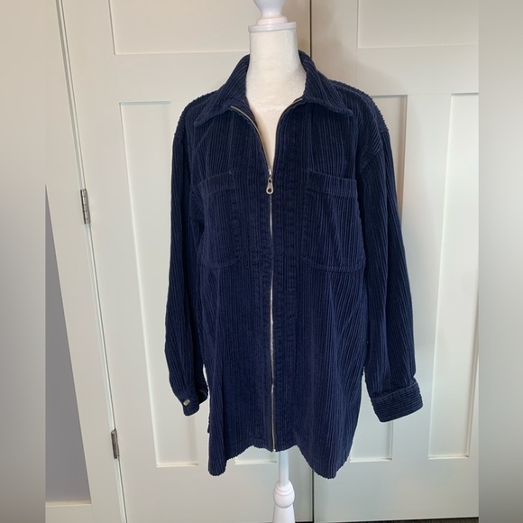 Vintage Jackets & Blazers - Vintage Express Navy Blue Corduroy Jacket Size Medium